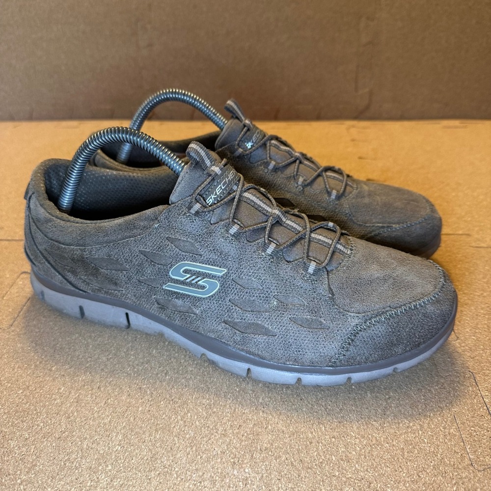 Skechers Womens 10 Wide Fit Air-Cooled Memory Foam Slip On Sneakers 22774W DKTP